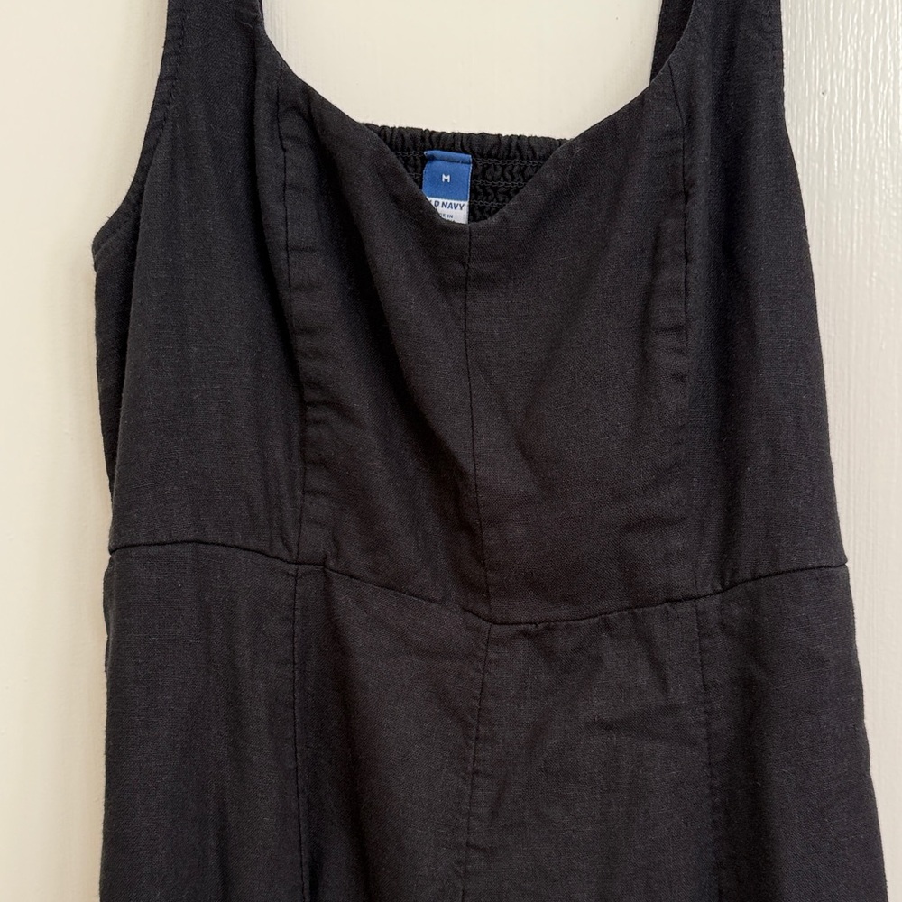 Old Navy Linen Blend Sweetheart Neckline Fit & Flare Black Maxi Dress - Picture 6 of 9